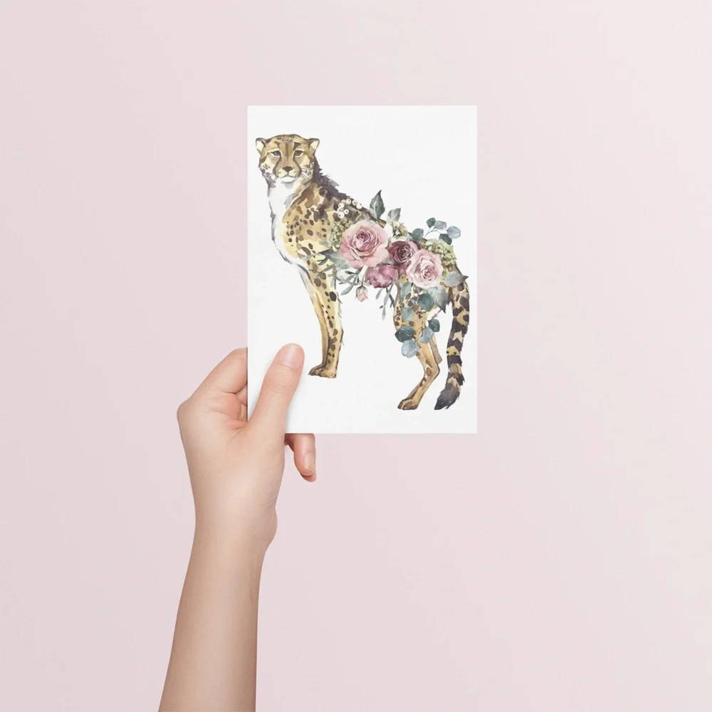 Watercolor Cheetah Illustration Wall Art Poster Print UNFRAMED - Picture 9 of 17